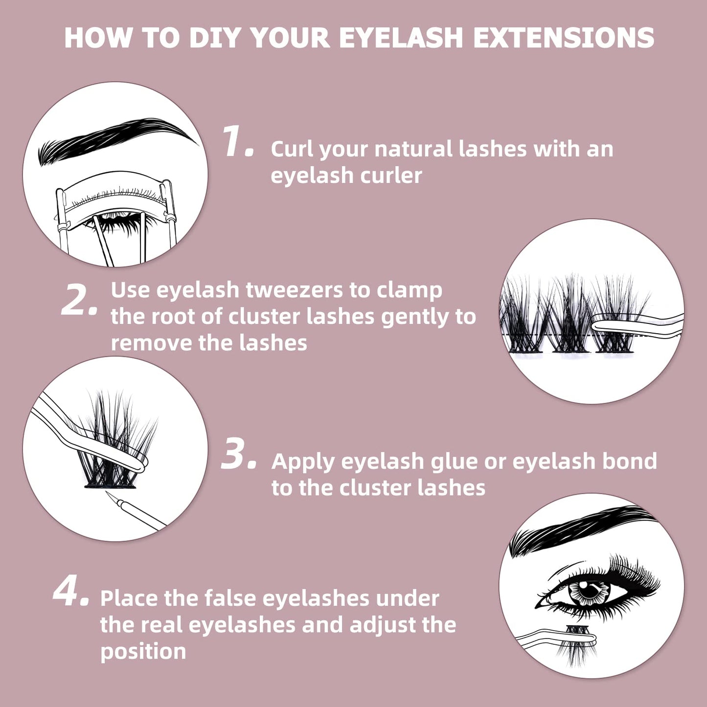 Cluster Lashes QUEWEL 72 Pcs Wide Stem Individual Lashes C/D Curl 8-16mm Length DIY Eyelash Extension False Eyelashes Soft for Personal Makeup Use at Home (Fluffy02-C-14)