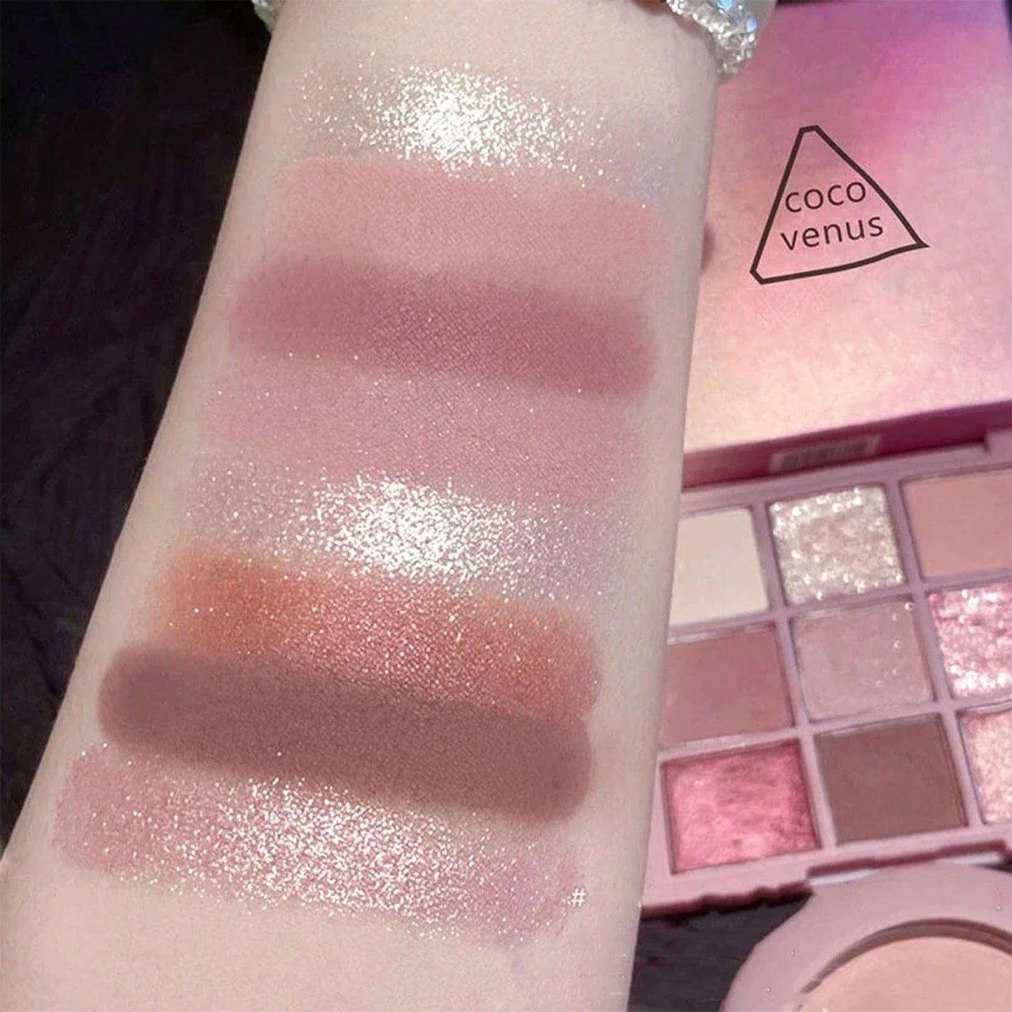 MEITREND Pink Eyeshadow Palette Shimmer Eyeshadow 9 Colour Matte Nude Eye Shadow Make-Up Palettes Shimmer Natural Long Lasting Highly Pigmented Glitter Eye Shadow Pallets for Women