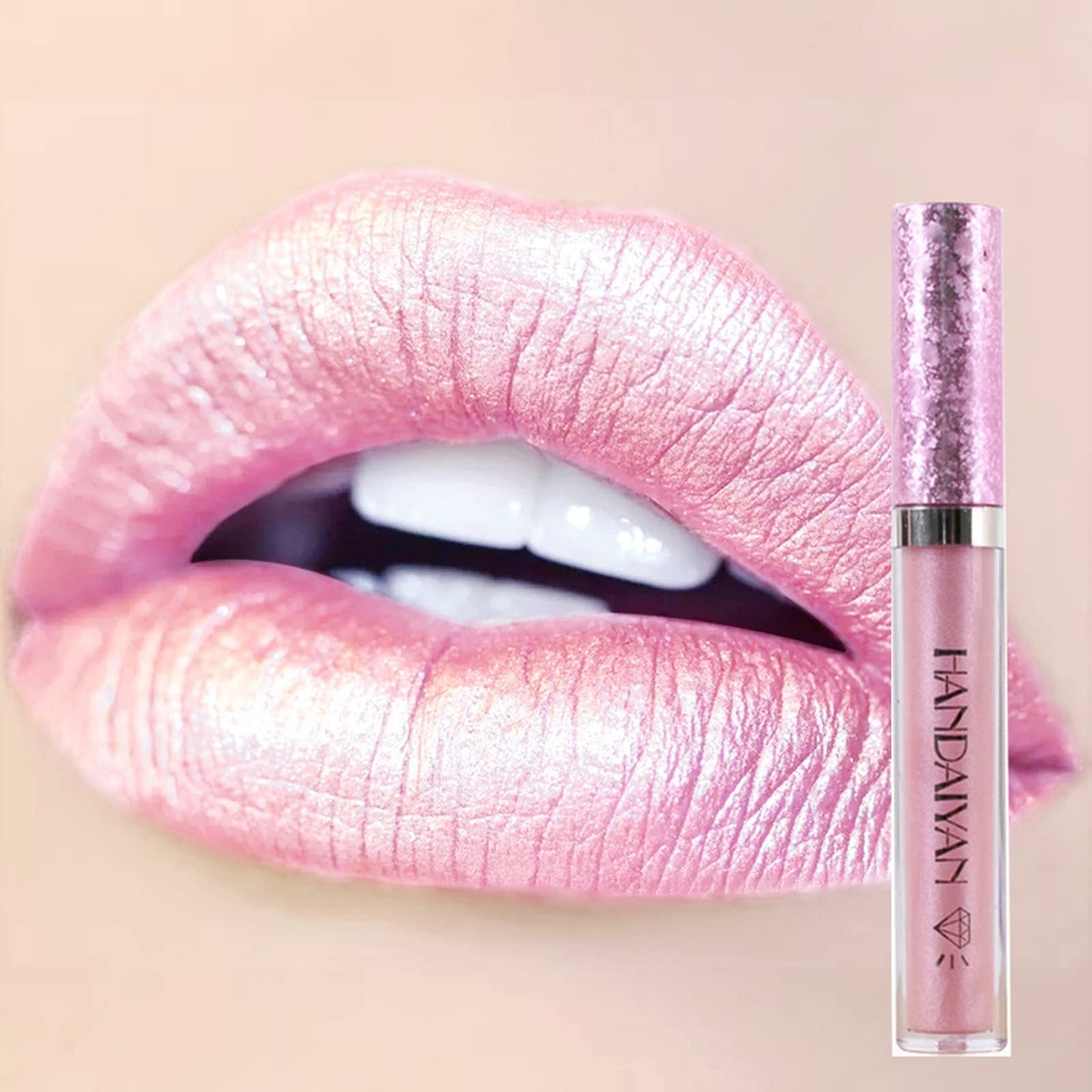 MEITREND Lip Stick,Matte Lipstick Pink Lipstick Makeup Metallic Light Lipsticks,Lipsticks For Women Long Lasting Waterproof Non-Stick Cup Not Fade Glitter Pink Lipstick Gift 1PC (#01)