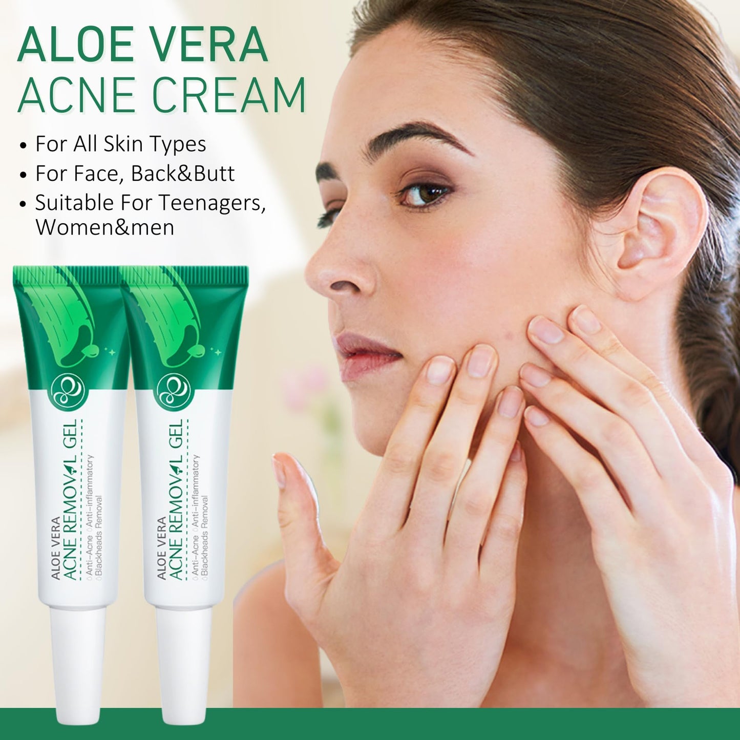 Trendyfave 2pcs Acne Scar Treatment Gel, Acne Aloe Vera Gel For Face, Acne Scar Removal Cream, Aloe Vera Cream For Acne, Pimples, Face Blemishes, Blackheads, Acne Treatment Acne Cream - 20g/0.76oz