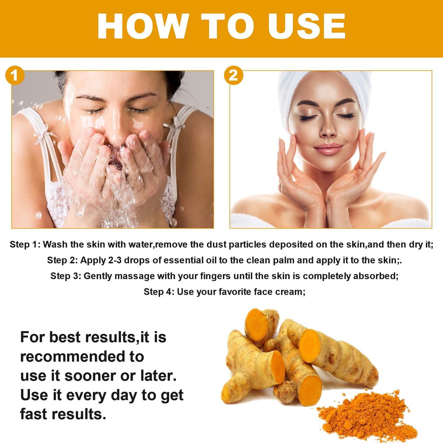 SUNDEER Turmeric Dark Spot Corrector Serum, Turmeric Repair face care Face Serum, Bright Skin Moisturizing Repair Whitening Serum for Face, 2022 New Organic Skin Lightener (1PC)