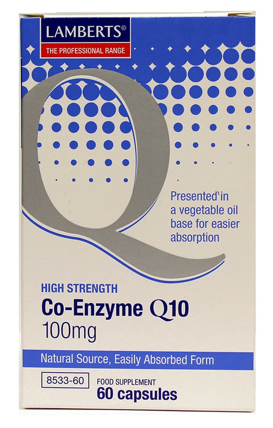 Lamberts Co-Enzyme Q10 100mg 60 Capsules - Plays an Essential Role in Providing All Our Cells with Energy