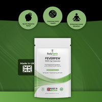 Bodygenix Feverfew 1000mg Vegan Tablets Supplements – with Anti-inflammatory Properties – Support Healthy Joints Health, Supports Mood and Migraine Headache (60)