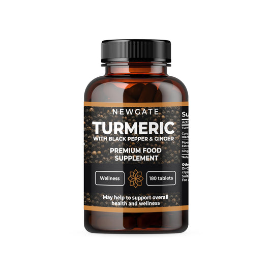 Newgate Labs Turmeric with Black Pepper and Ginger 180 High Strength Tablets - Overall Wellness Support - Premium Nutritional Supplement - GMO Free - Halal - Made in The UK