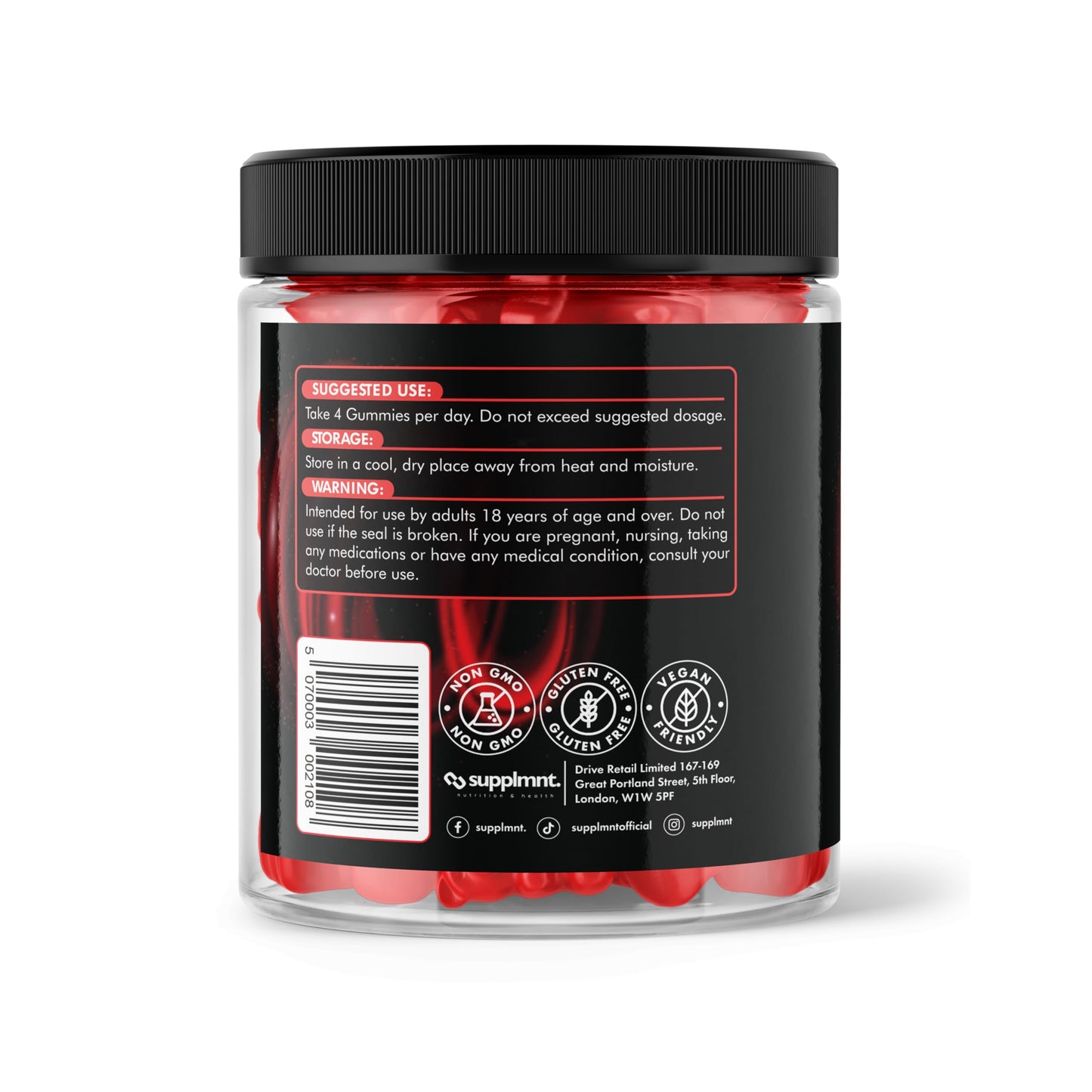 Creatine 120 Gummies Max 5000mg for Men and Women Creatine Monohydrate with Added Magnesium - Chewable Gummies, Strawberry Flavour (1 Month Supply)