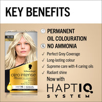 Schwarzkopf Oleo Intense Permanent Oil Colour 10-50 Light Ash Blonde Hair Dye, Perfect Grey Coverage, Conditioner with HaptIQ System, Long-Lasting Colour, Ammonia Free Hair Dye