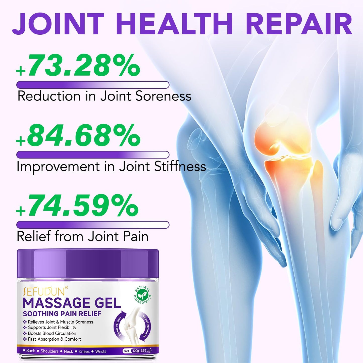 Joint Purple Gel, Natural Safe Purple Relief Soothing Massage Cream, Joint Activities Throughout The Body, Effective Relief for Back, Neck, Hands, Kneel, Waist