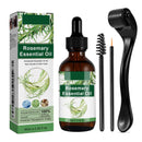 AmiCera Rosemary Oil for Hair Growth, Organic Pure Rosemary Essential Oil, with Derma Roller for Hair, Hair Strengthening for Men Women, Scalp Massage & Nourish, Eyebrow Eyelash Growth Oils, 60ml, 2 Brushes