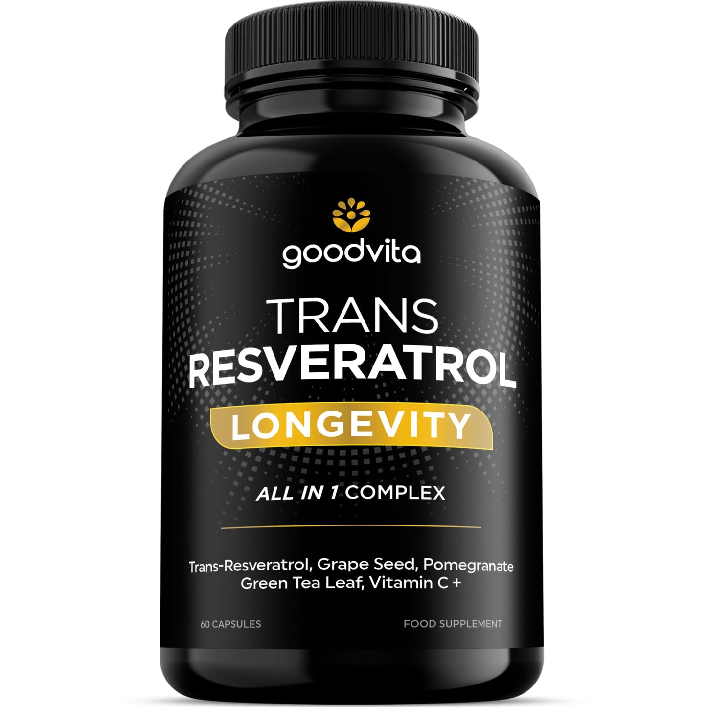 Trans Resveratrol Supplement 650mg | UK Made | 60 Capsules, 2 Month Supply | Antioxidant, Anti-Aging, Immune, Joint Support | Grape Skin, Pomegranate, Vitamin C | Rich in Polyphenols | Goodvita