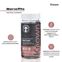 Maitake 1000mg Mushroom Gummies by Known Nutrition | Natural Anti-Inflammatory & Immune Support | Delicious Natural Elderberry Flavour | 60 Two-a-Day Vegan Gummies (One Month’s Supply)