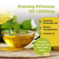 Healthspan Evening Primrose Oil 1,000mg (180 Capsules) | Maximum Strength | Supports Women's Health & Maintains Hormonal Balance | Rich Source of Omega 6 Fatty Acids | Vitamin E | Vegan