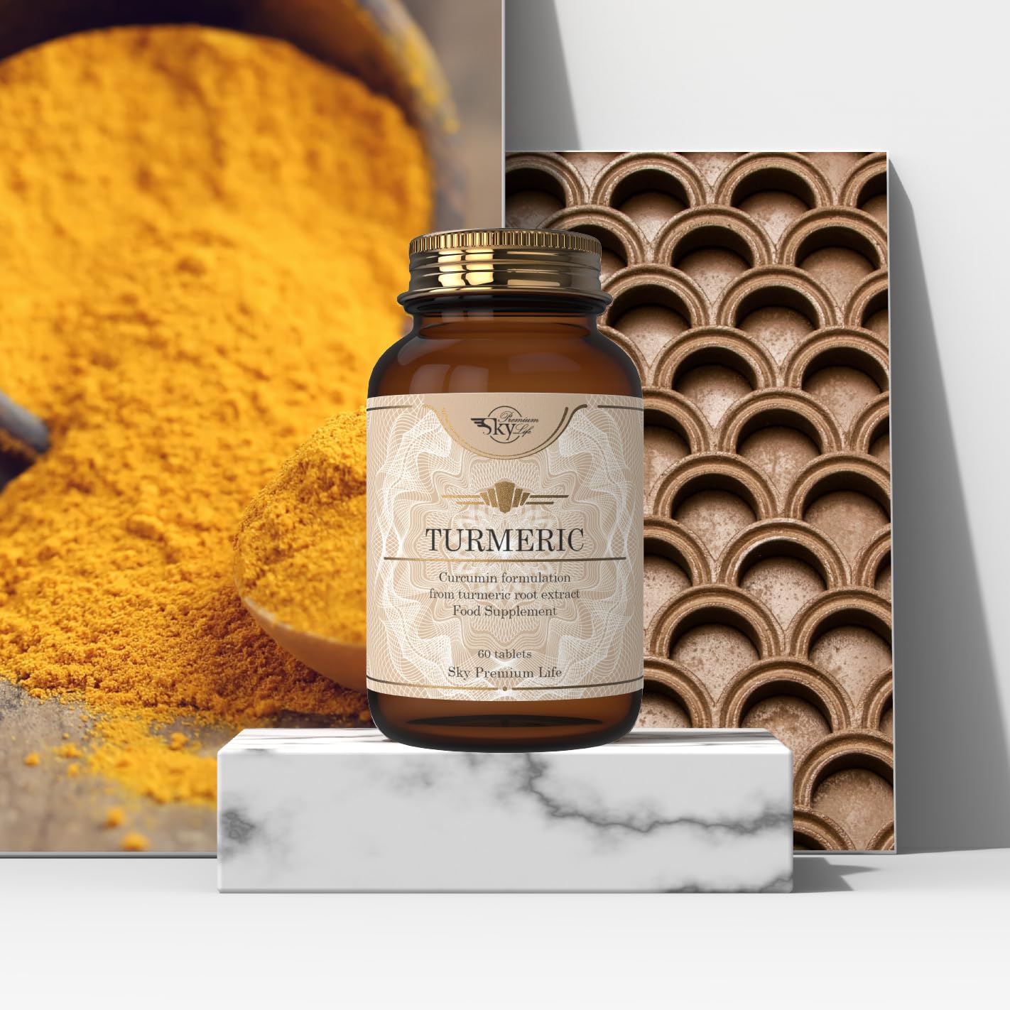 Sky Premium Life Turmeric 1400mg Food Supplement - Curcumin Formulation from Turmeric Root Extract - 60 Tablets