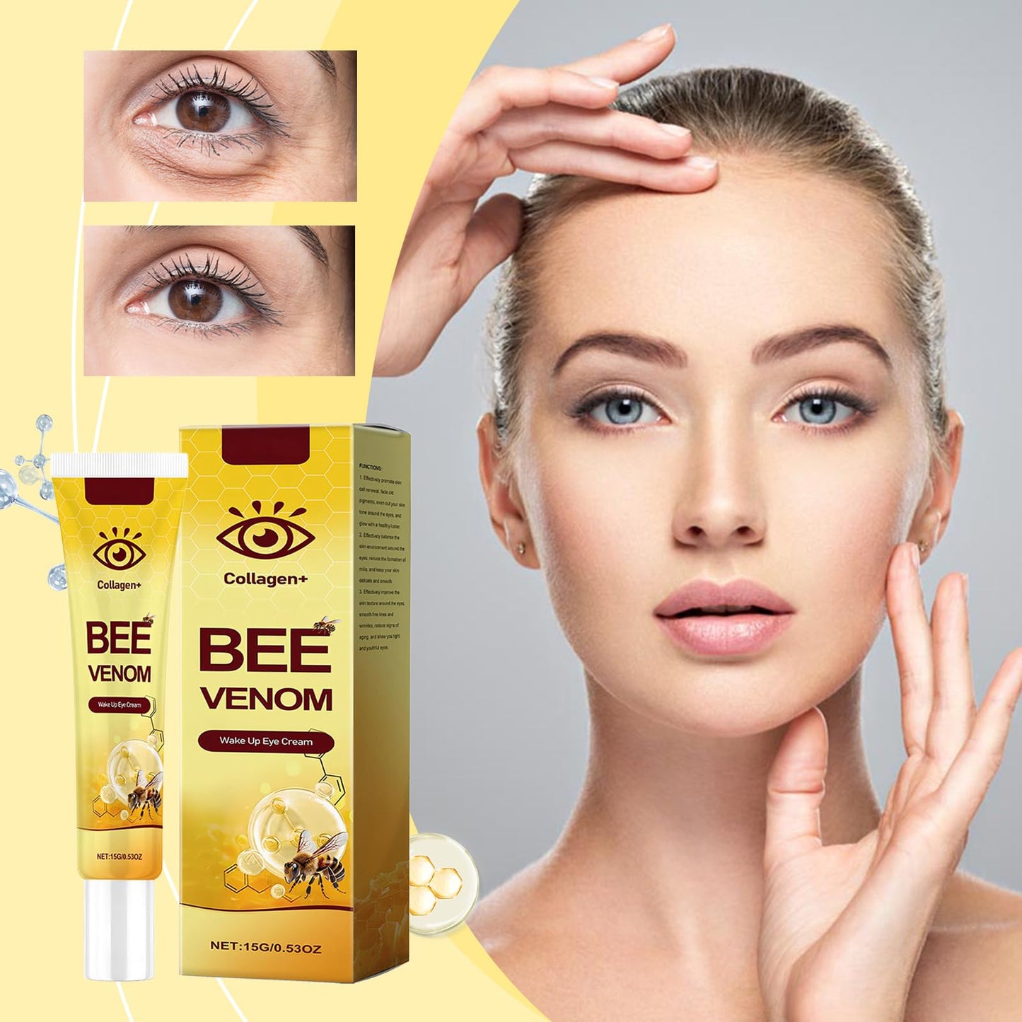 Generic Eye Cream with Collagen, Skin Tightening Cream for Face, Microneedling Serum & Wrinkle Filler, Deeply Moisturizes & Firms Eye Area, Reduces Dark Circles & Puffiness, Lightweight (Eye Cream*1)