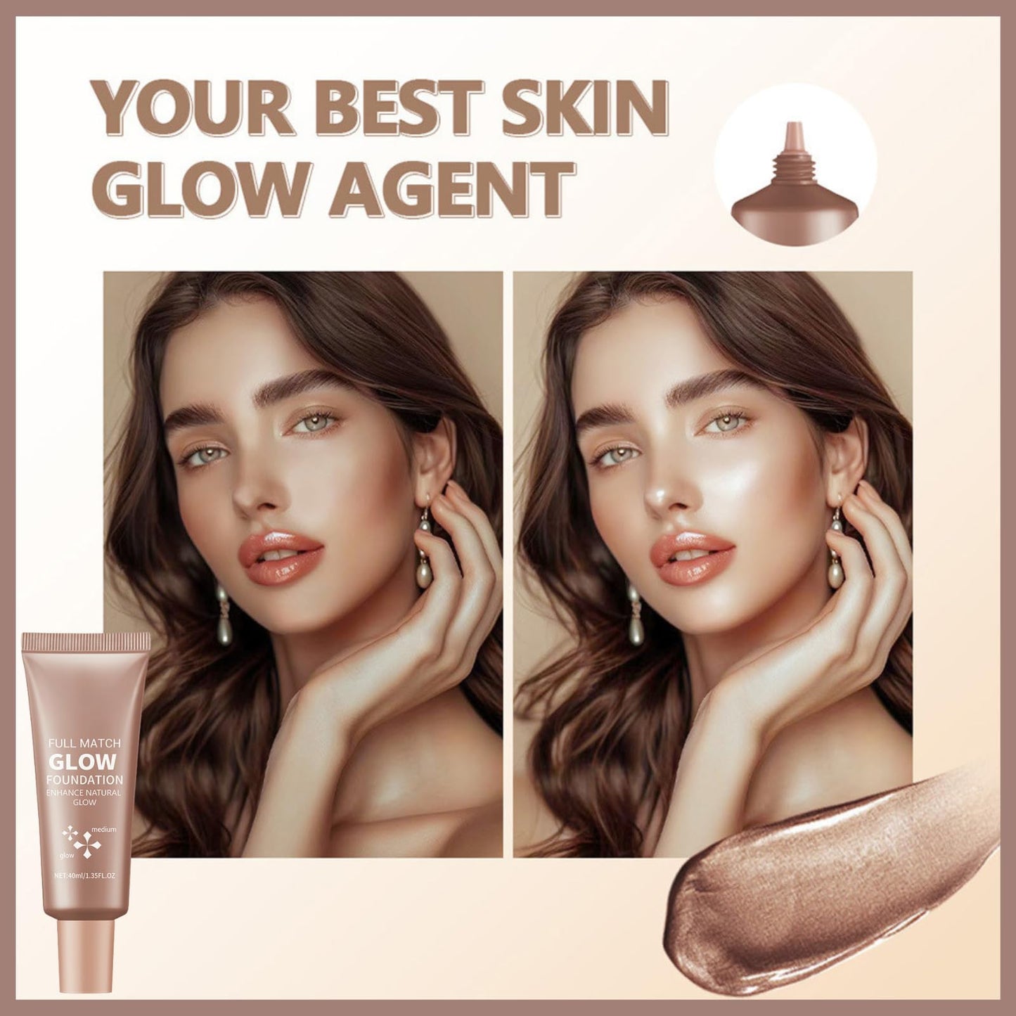 SHEBEEDO Natural Glow Illuminator Glotion,True Match Natural Glow Enhancer,Bronzing Drops Makeup Highlighter For Radiant,Hydrating Moisturizing Highlighter Lightweight Base For Face & Body,Medium