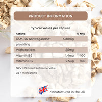 Healthspan Ashwagandha | 60 Capsules | Supports Relaxation & Mental Wellbeing | 500mg KSM-66 Ashwagandha | Added Vitamins B6 & B12 | Ayurvedic | Vegan