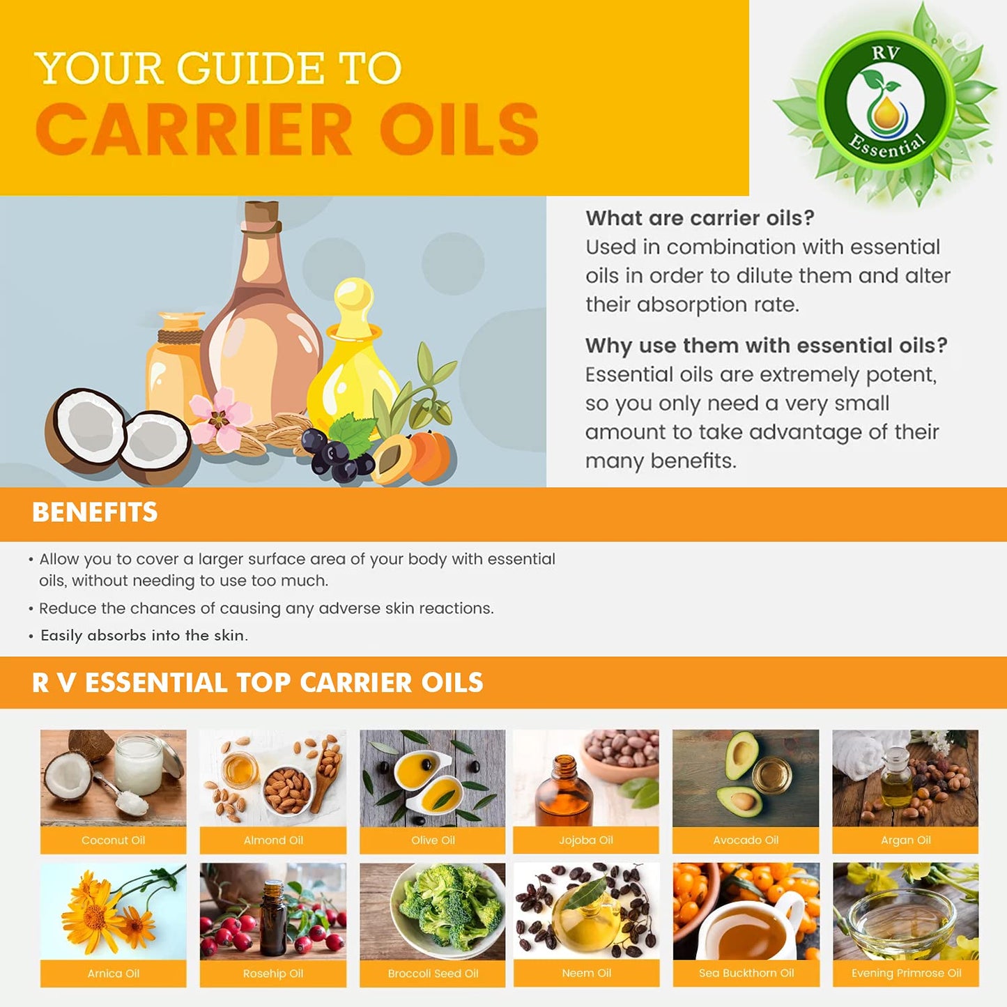 R V Essential Pure Arnica Carrier Oil 10ml (0.338oz)- Arnica Montana (100% Pure and Natural Cold Pressed)