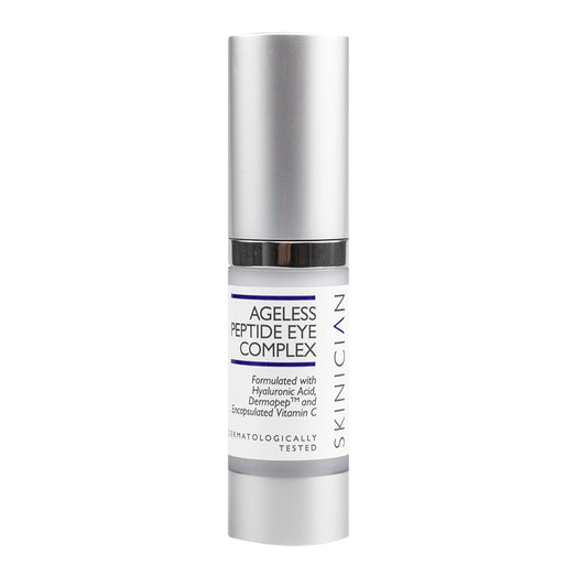 SKINICIAN Ageless Peptide Eye Complex - Anti-Wrinkle Eye Cream with Hyaluronic Acid & Vitamin C - Peptide Serum Eye Cream for Dark Circles - Stimulate Collagen Product - Vegan & Cruelty Free (15ml)