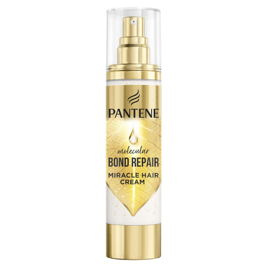Pantene Molecular Bond Repair Leave In Cream 90ml, Hair Treatment With Pro-V Concentrated Formula For All Types Of Damaged Hair, Nourishes, Strenghtens And Soften Hair, Repairs Split Ends