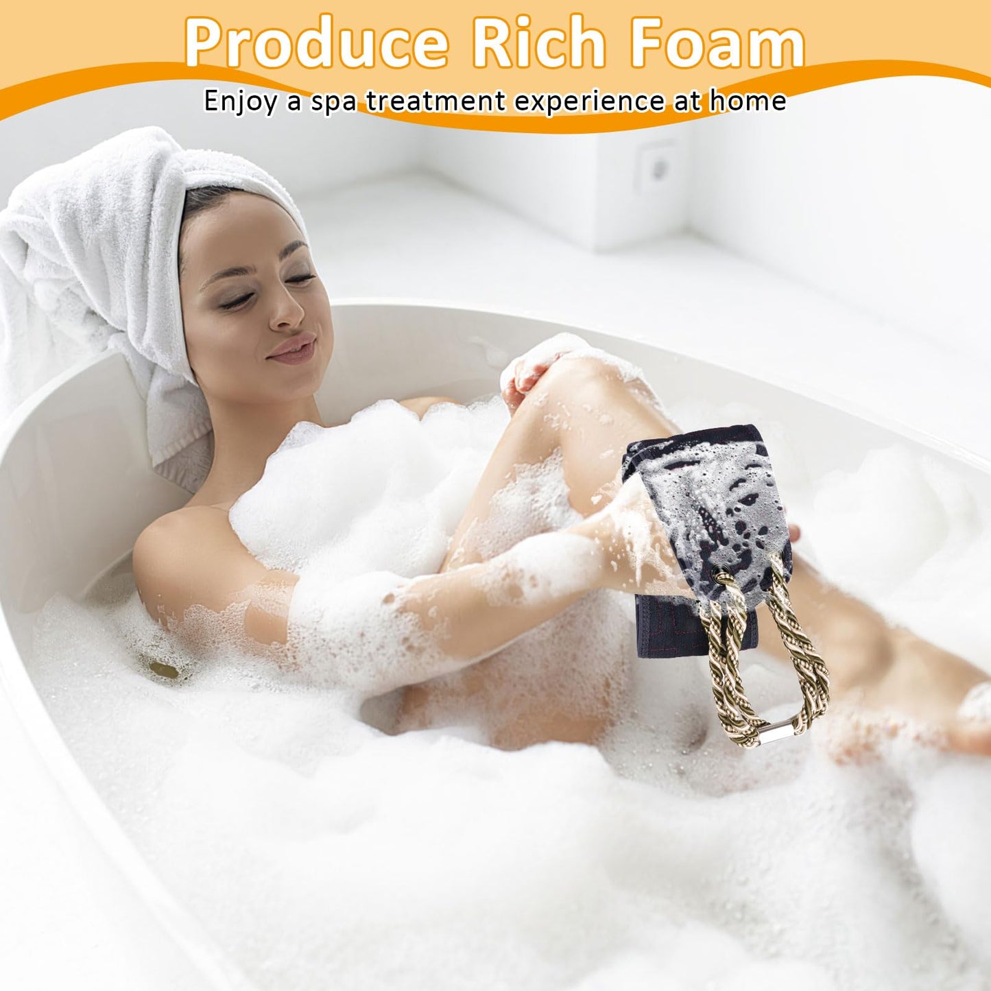 Deepton Back Washers for Shower, 39 Inches Shower Back Scrubber with Handles, Double Side Body Exfoliator Bath Tool, Back Scrubber for Men & Women Scrub Your Body Deeply