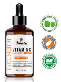 KANZY HAIR AND BEAUTY Kanzy Vitamin C Serum for Face with 20% Hyaluronic Acid Anti-Aging, Anti-Wrinkle, Dark circles & Fine Lines Facial Serum Boost Skin Collagen, Moisturizer for Skin 30ml