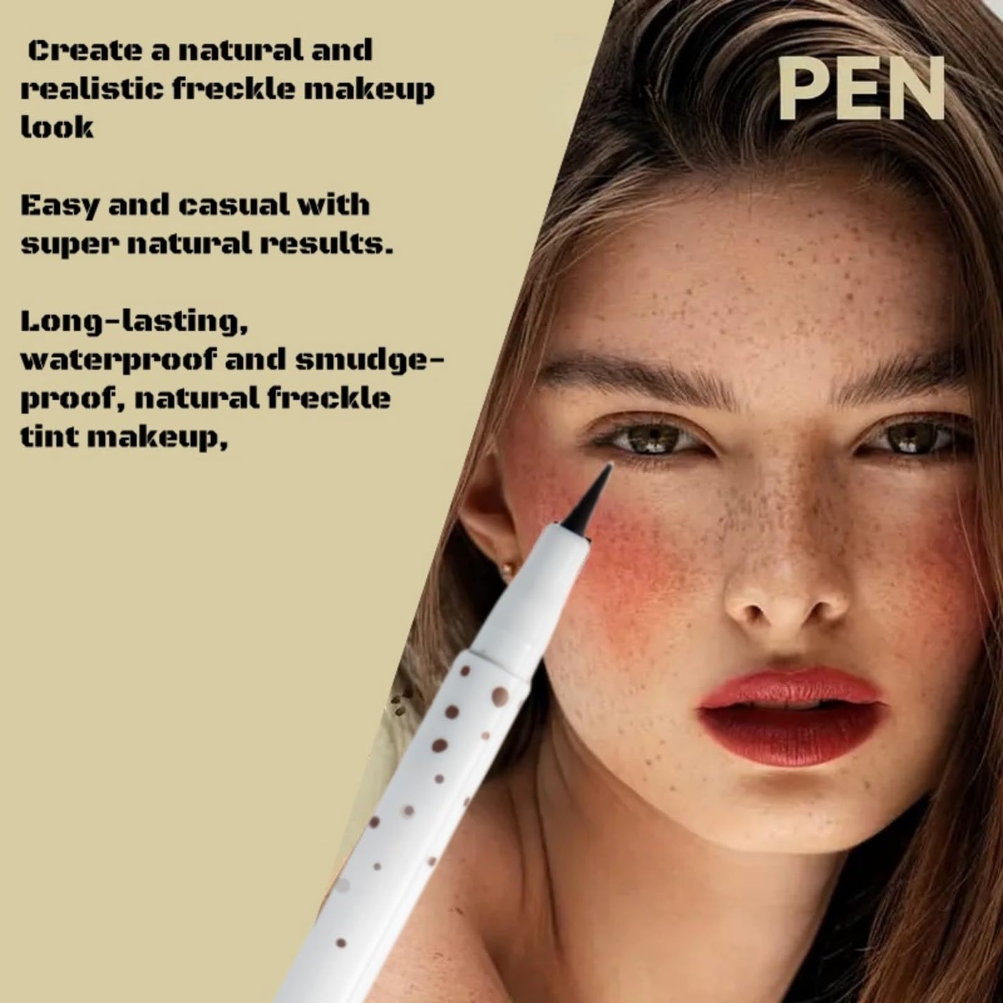 Jinjiar Freckle Pen,Freckle Makeup Pen,Natural Lifelike Freckle Pen,Waterproof Long-Lasting Soft Spot Pen for Natural Like-real Makeup,Easy to Color & Waterproof Freckle Make-up Pen,Brown Liquid Eyeliner