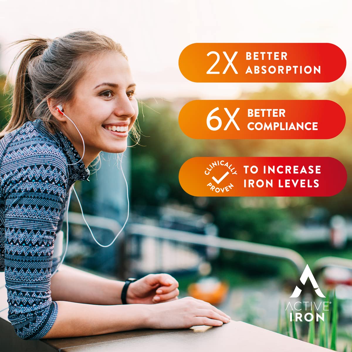 Active Iron Advance 25mg Iron Supplement | Non- Constipating | Clinically Proven to Increase Iron Levels | Fights Tiredness & Fatigue | 30 Daily Capsules