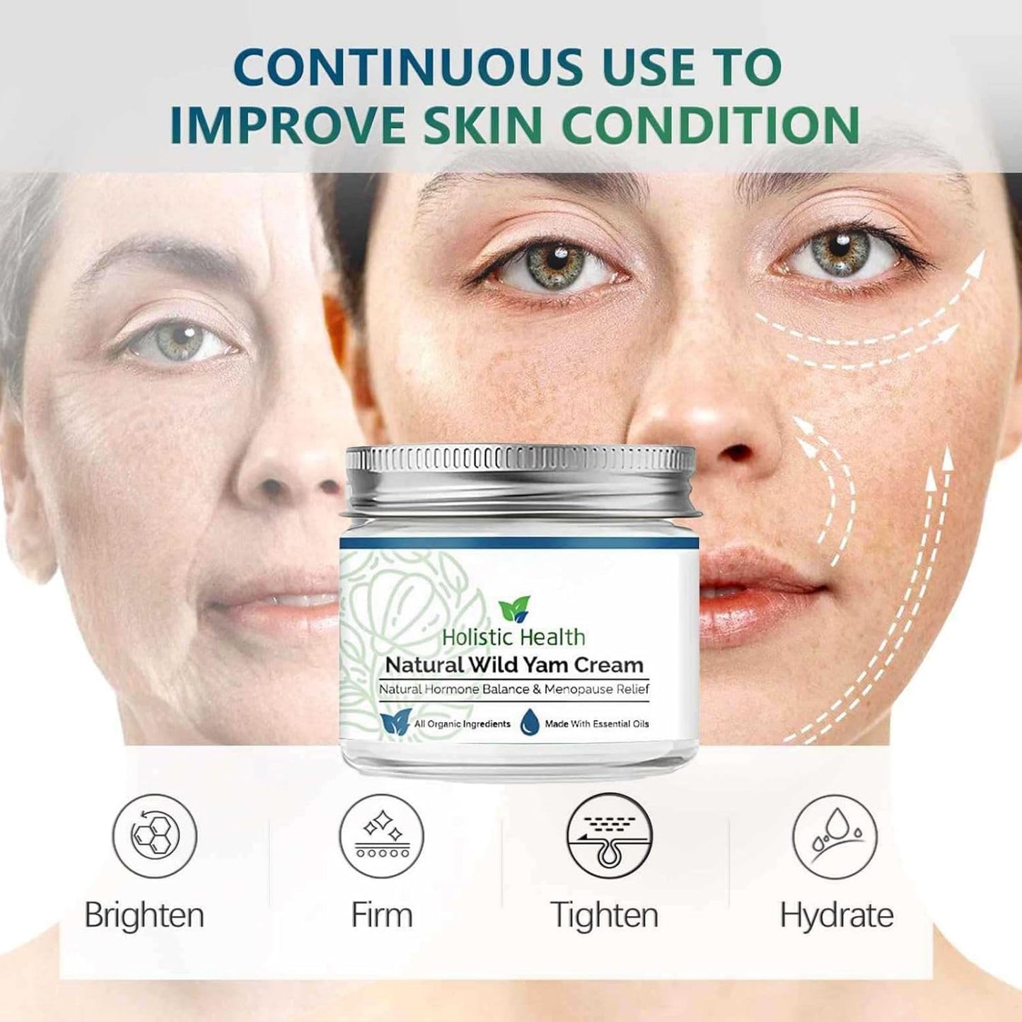 Wild Yam Cream, Organic Wild Yam Cream for Menopause, Support Hormone Harmony, Women Wild Yam Root Cream Skin Moisturizer