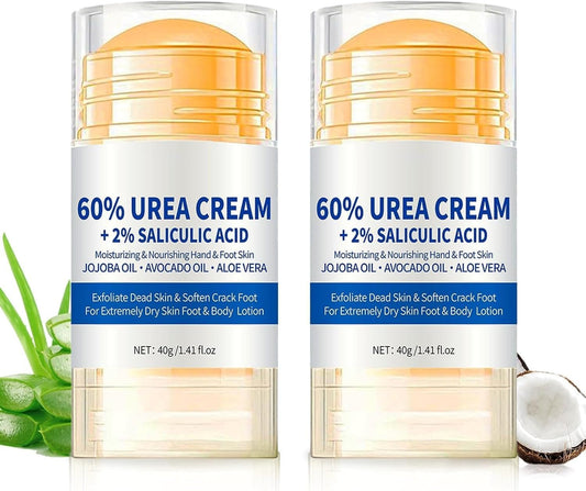 2PCS Urea Cream 60% for Feet, 2025 New Maximum Strength Foot Cream for Dry Cracked Skin and Feet, Urea Foot Cream, Foot Moisturiser, Repairing Creams for Heels, Knees, Elbows & Hands