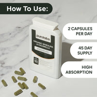 Certified Organic Spirulina & Chlorella Capsules | 1000 mg per serving | Nutrient-Dense Superfoods For Immune Support & Detox | 90 Capsules 100% Plant-Based | by Purolabs