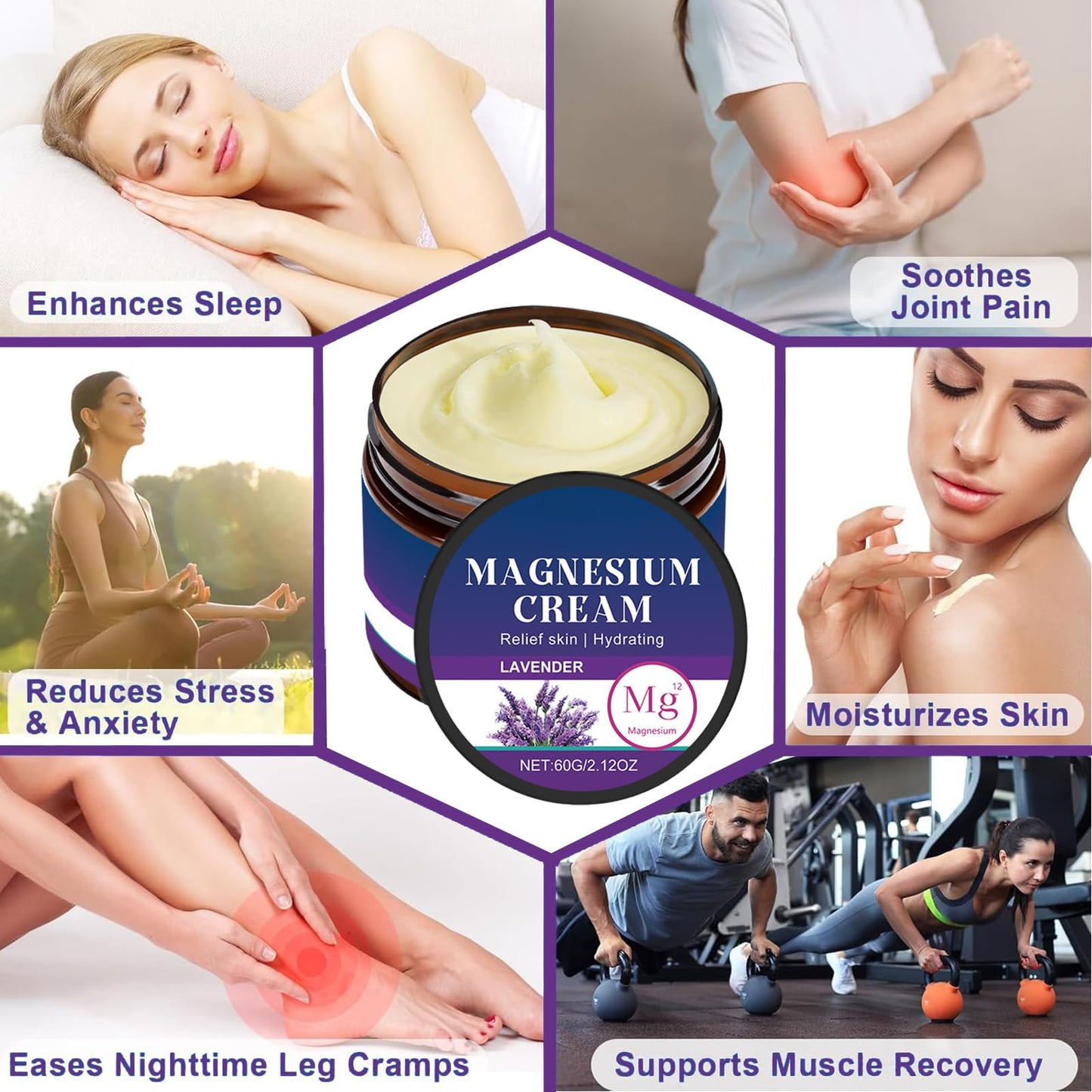 Trendyfave Magnesium Cream for Sleep & Relaxing – Magnesium Butter for Restless Legs, Muscle Relief – with Lavender Oil, Shea Butter & Coconut Oil – Soothing Body Hydrating Legs, Arms or Chest, 60g
