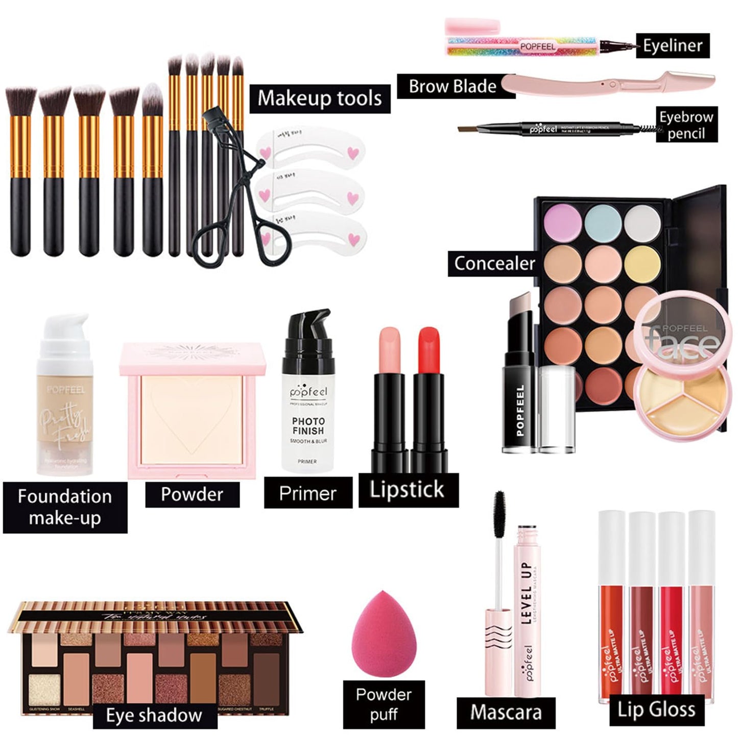 Professional Makeup Set,MKNZOME Make Up Set With Make-up Bag Portable Travel Makeup Kit Birthday Xmas Makeup Gift Set Eyeshadow Palette Foudation Concealer for Women Girls