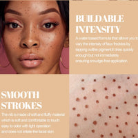 Ruojiar 2 Colors Freckle Pen Set,Faux Freckle Makeup Pen,Soft Dot Spot P/en for Natural Lif/elike Makeup,Easy to Color & Waterproof,Smooth Strokes,Smudge-free,Unique Round Tip Design(Gray+Coffee Brown)