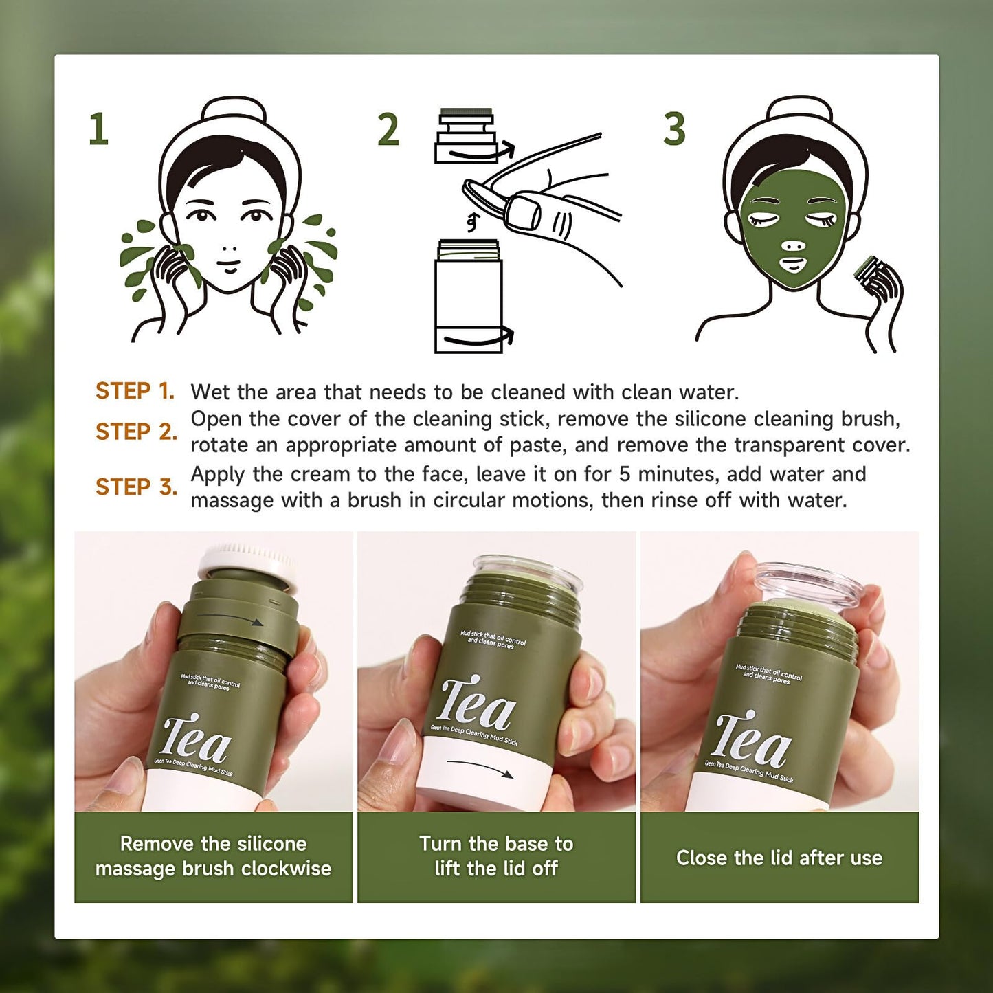 Lumiter Clay Mask Sticks, Green Tea Mask Stick + Turmeric Mud Mask Sticks, Deep Cleansing, Radiant Skin Care Set, 2-Pack