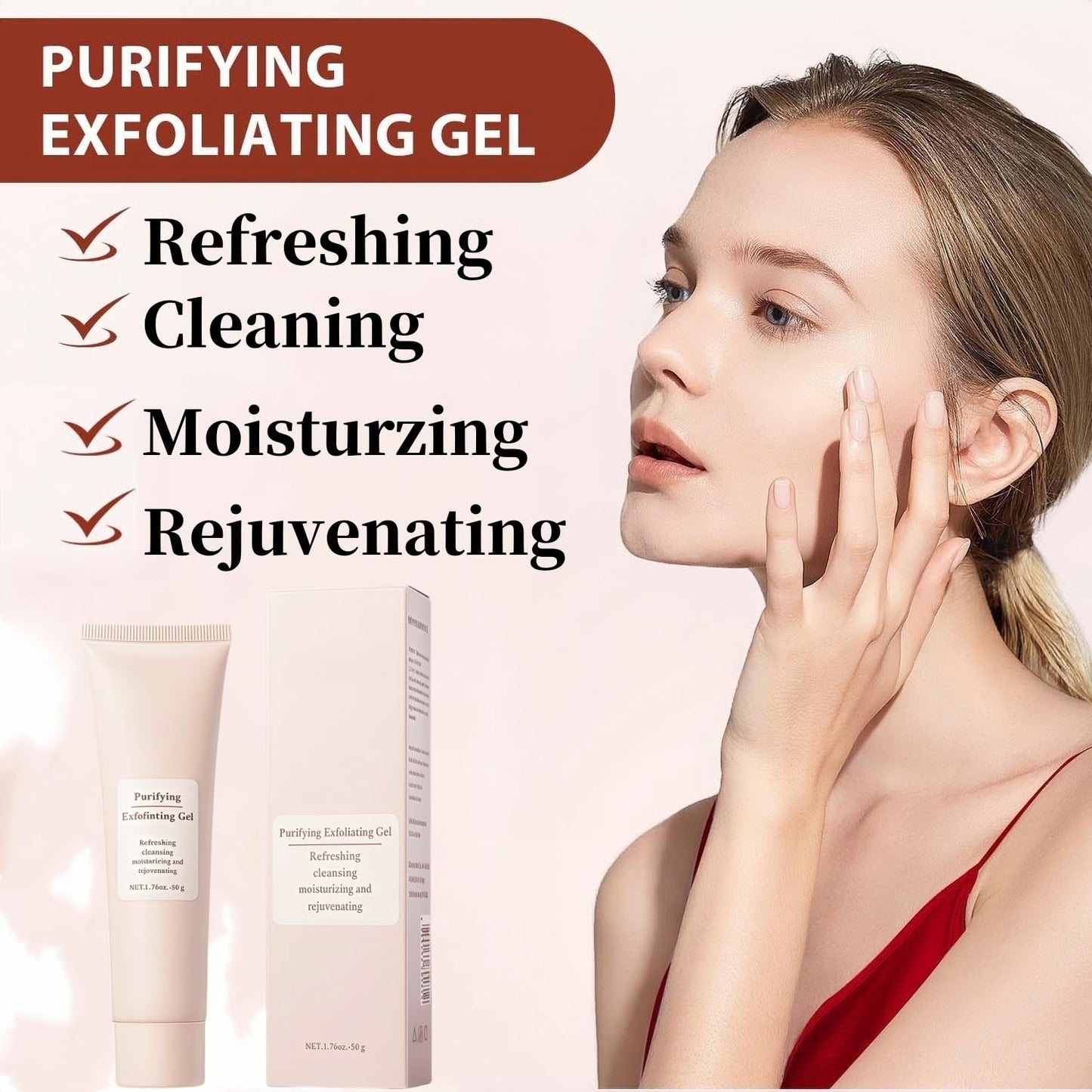 OunTechGlory Purifying Exfoliating Gel - Exfoliating Face Wash - Gentle Cleansing & Moisturizing for Soft, Purified Skin - Facial Scrub Soothe & Purify