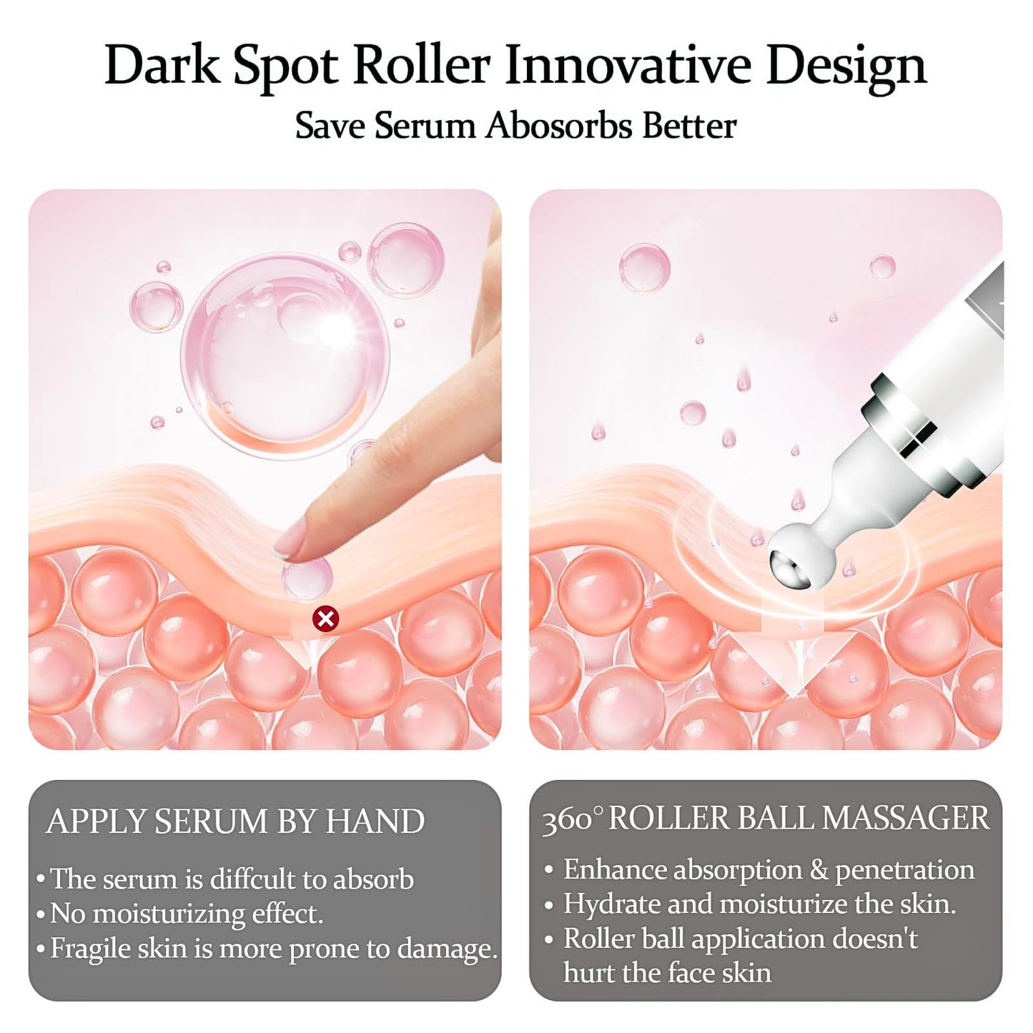 IZBEAUVO Dark Spot Remover For Face With Roller, Dark Spot Correcting Serum, Dark Spot Corrector For Age Spot Sun Spot Freckles Brown Spot, Melasma Treatment For Face, Hydrating Serum, Glow Serum