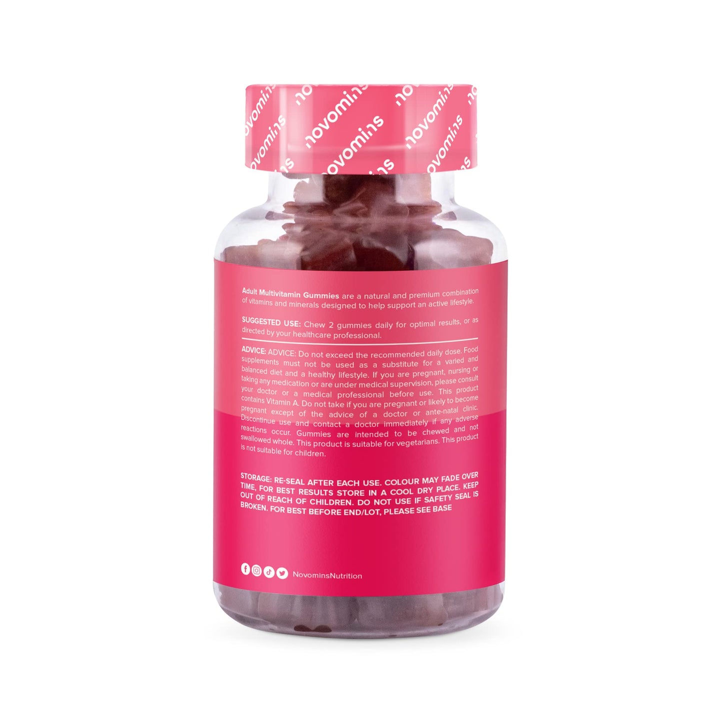 Multivitamin Gummies - 17 Essential Multi Vitamins – Chewable Gummy Vitamins - 1 Month Supply - Vegan – Peach - for Women & Men – Multivitamin Gummies by Novomins