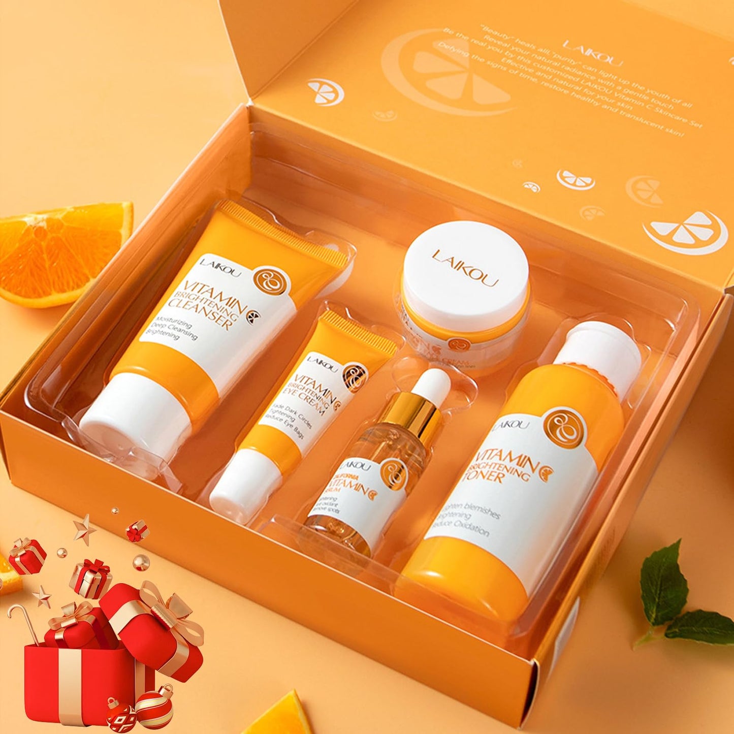 HAORQEE Skin Care Sets & Kits for Teenage Girls Gifts, Vitamin C Skincare Set Simple Beauty Pamper Anti-Ageing,Brightening,Moisturising Gift Sets for Women, Includes Cleanser-Toner-Serum-Eye Cream-Serum Cream