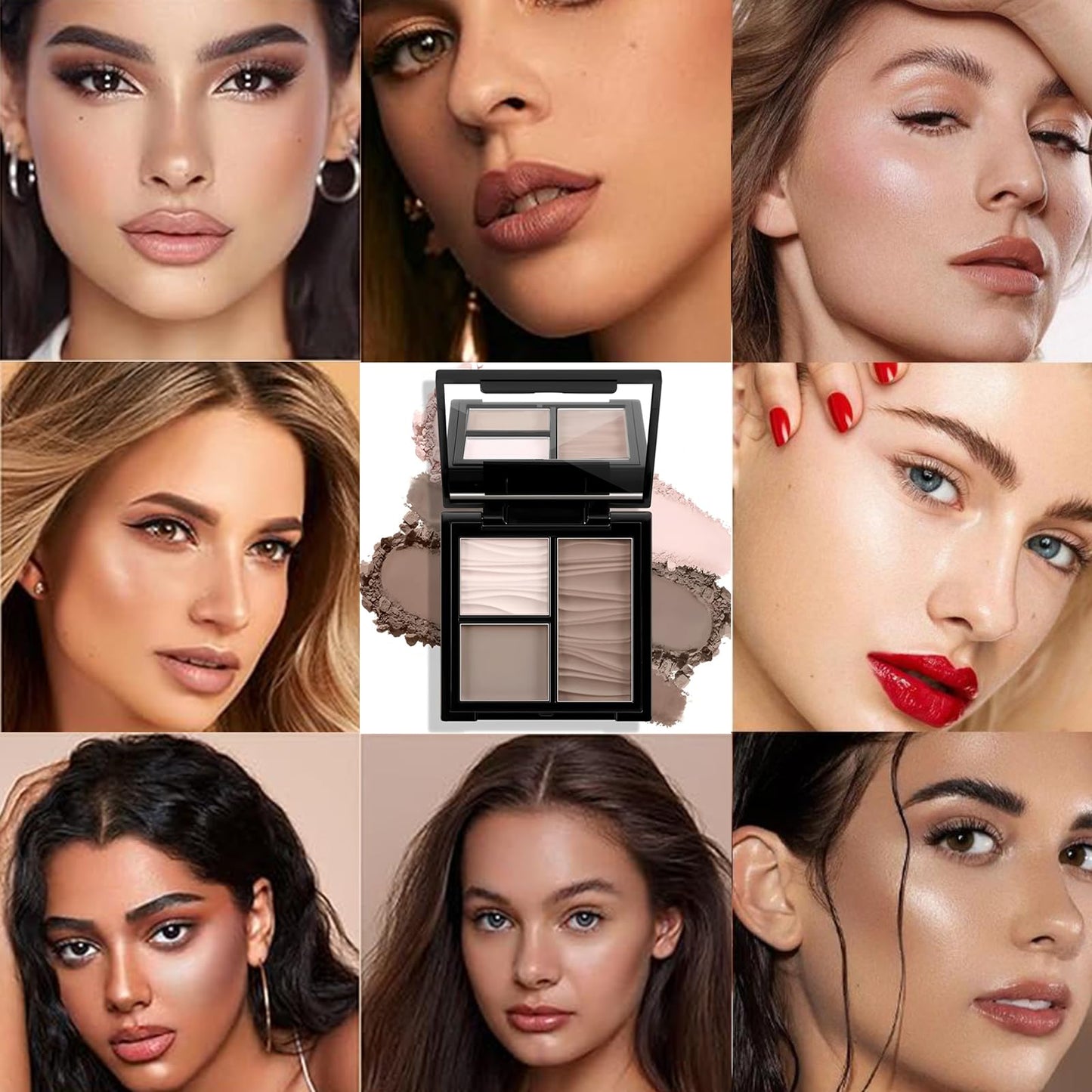 Generic Contour Palette 3-Shade Contour Palette Face Bronzer Highlighter Silky Smooth & Blendable Texture Contour Powder Palette Multi-Use Face Palette Blendable Compact Matte Powder Makeup