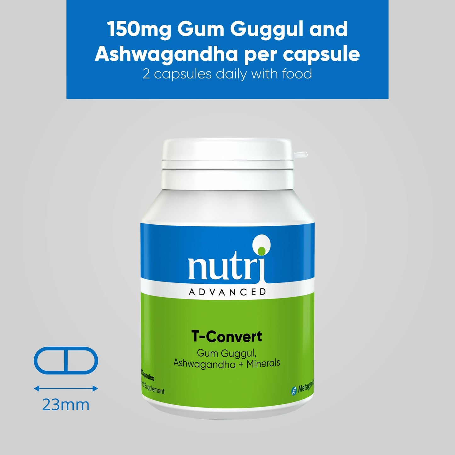 Nutri Advanced - T-Convert - Gum Guggul with Ashwagandha, Selenium and Zinc - Healthy Thyroid Hormone Conversion - 60 Capsules
