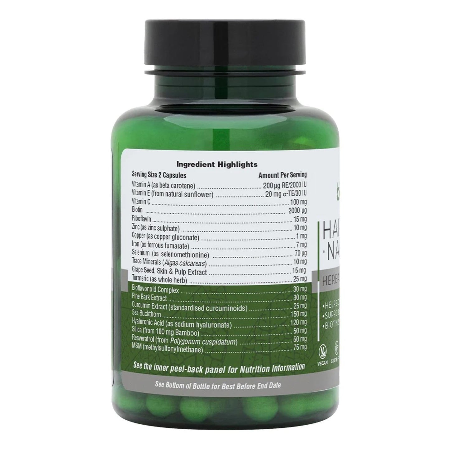 NaturesPlus BioAdvanced Hair Skin and Nails - Vegan Collagen Support - High Strength Biotin, Hyaluronic Acid and Antioxidants - Gluten Free, Vegan - 60 Capsules