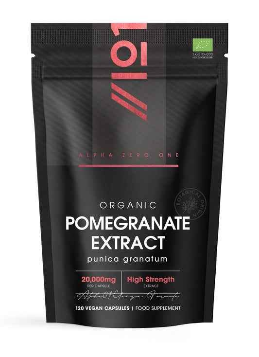 ALPHA01 Organic Pomegranate Extract 20,000mg – 120 Vegan Capsules (4 Months Supply) - High Strength 40:1 Punica Granatum Extract - by Alpha01