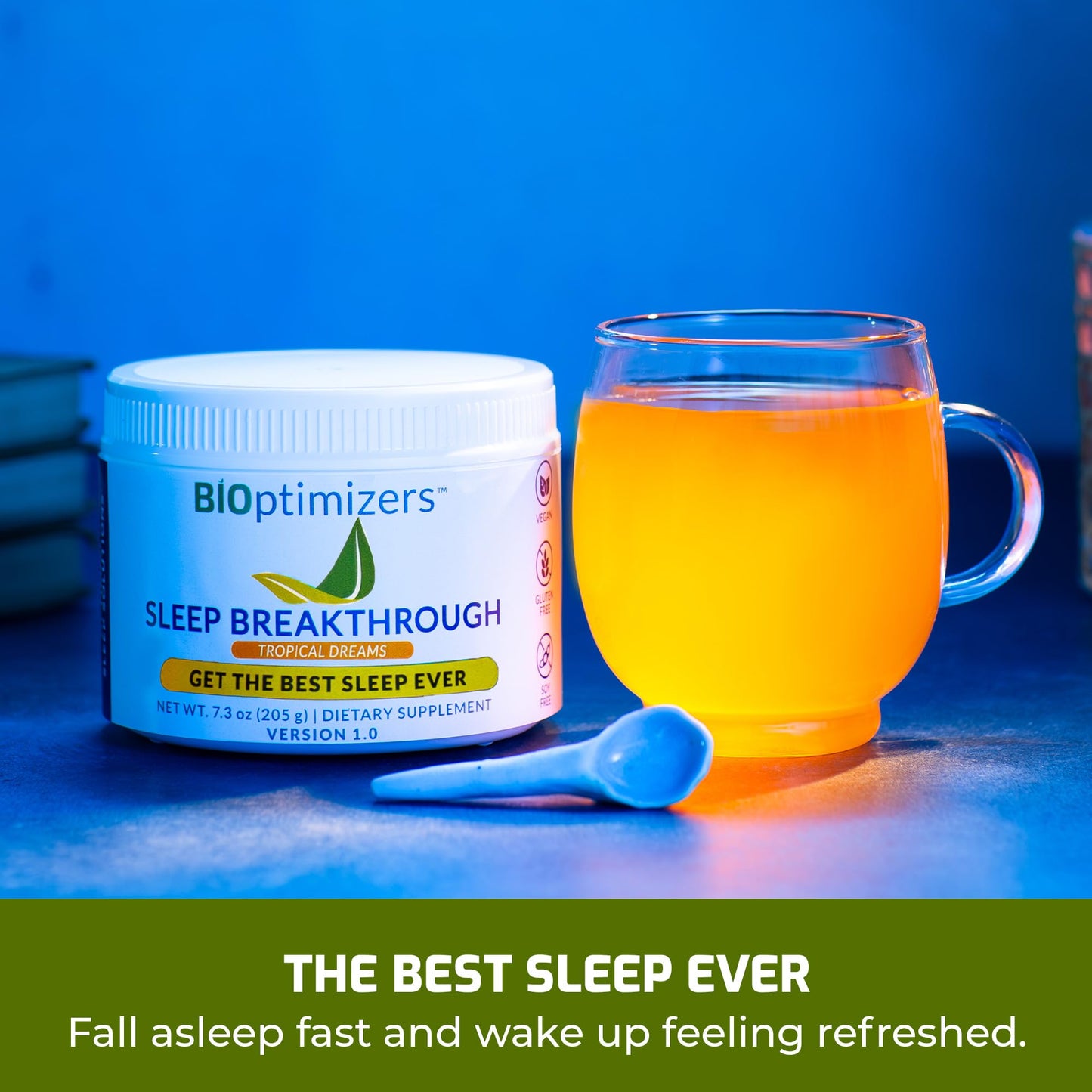 BiOptimizers Sleep Breakthrough 1.0 | Natural Powder Support Supplement, Calming Relief Aid Adults, Non Habit Forming | Tropical Dreams Flavour | 205g