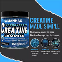 ANIANHAO Creatine Gummies 5000mg 150 Gummies Creatine Monohydrate Gummies - Berry Flavoured Creatine - Pre Workout Gym Supplement for Men & Women - Vegan Chews Chewable Max recommneded Strength (2Bottle)