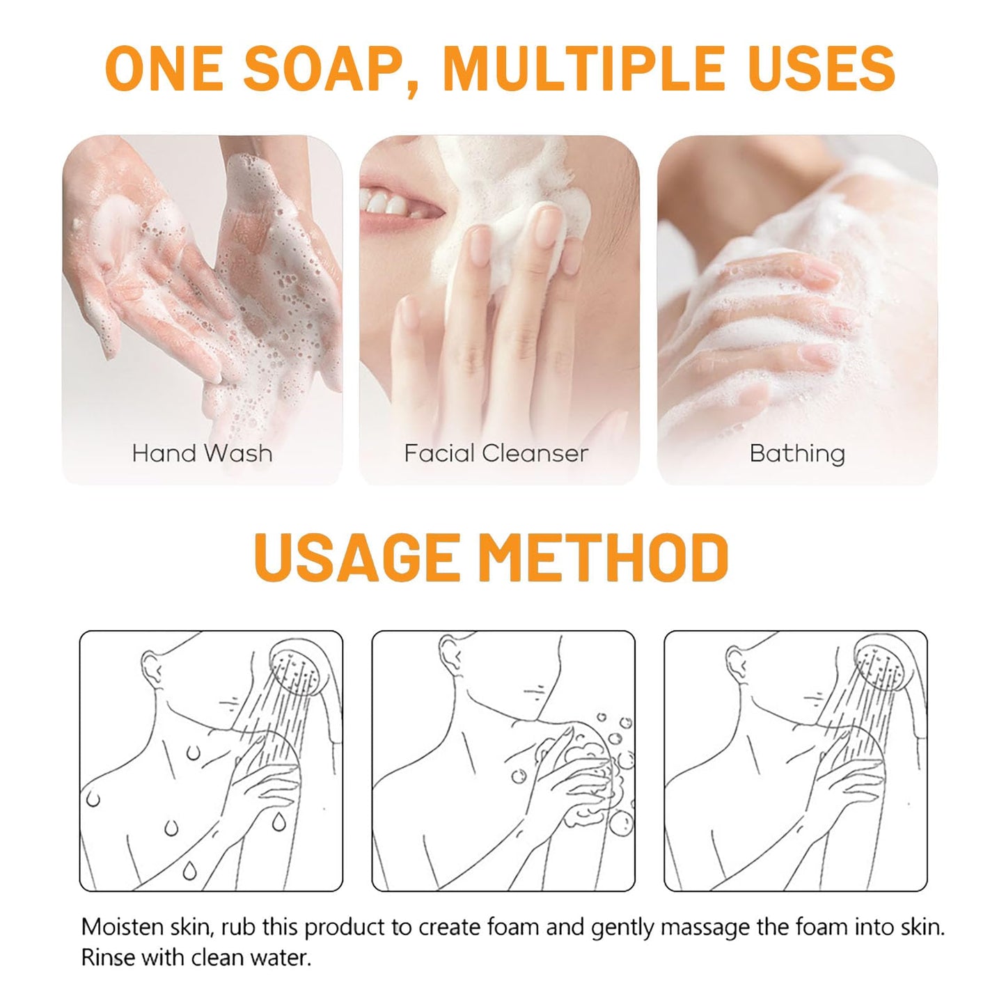2PCS Turmeric Soap Bar with Cream and Brush - Natural Kojic Acid, Collagen, Vitamin C, Dark Spot Remover for Even Skin Tone, Acne, Dark Spots, Smooth Skin