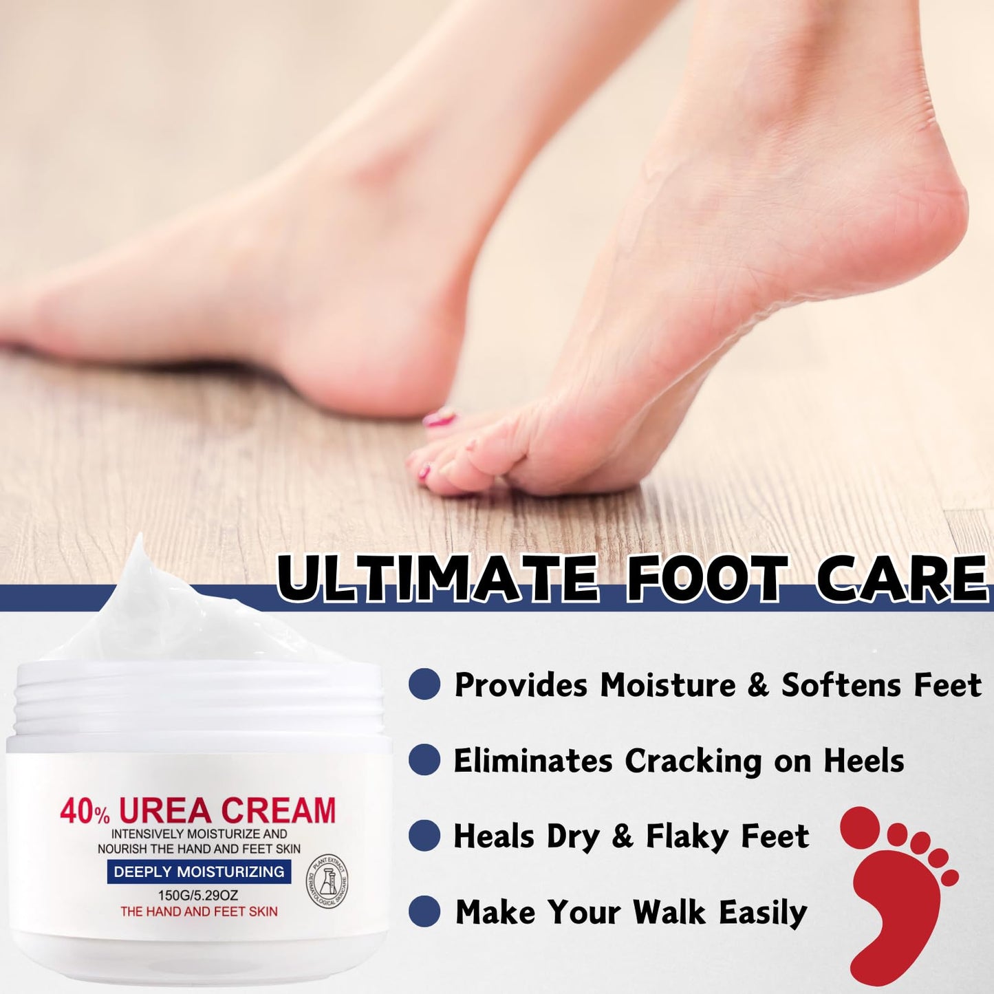 ISBEAUSOLS 40% Urea Cream, Urea Foot Cream for Cracked Heels And Dry Skin, Foot Care for Deeply Moisturizing & Nourishing, Urea Cream Softens Hand & Foot Skin, Foot Moisturiser for Women & Men, 150g