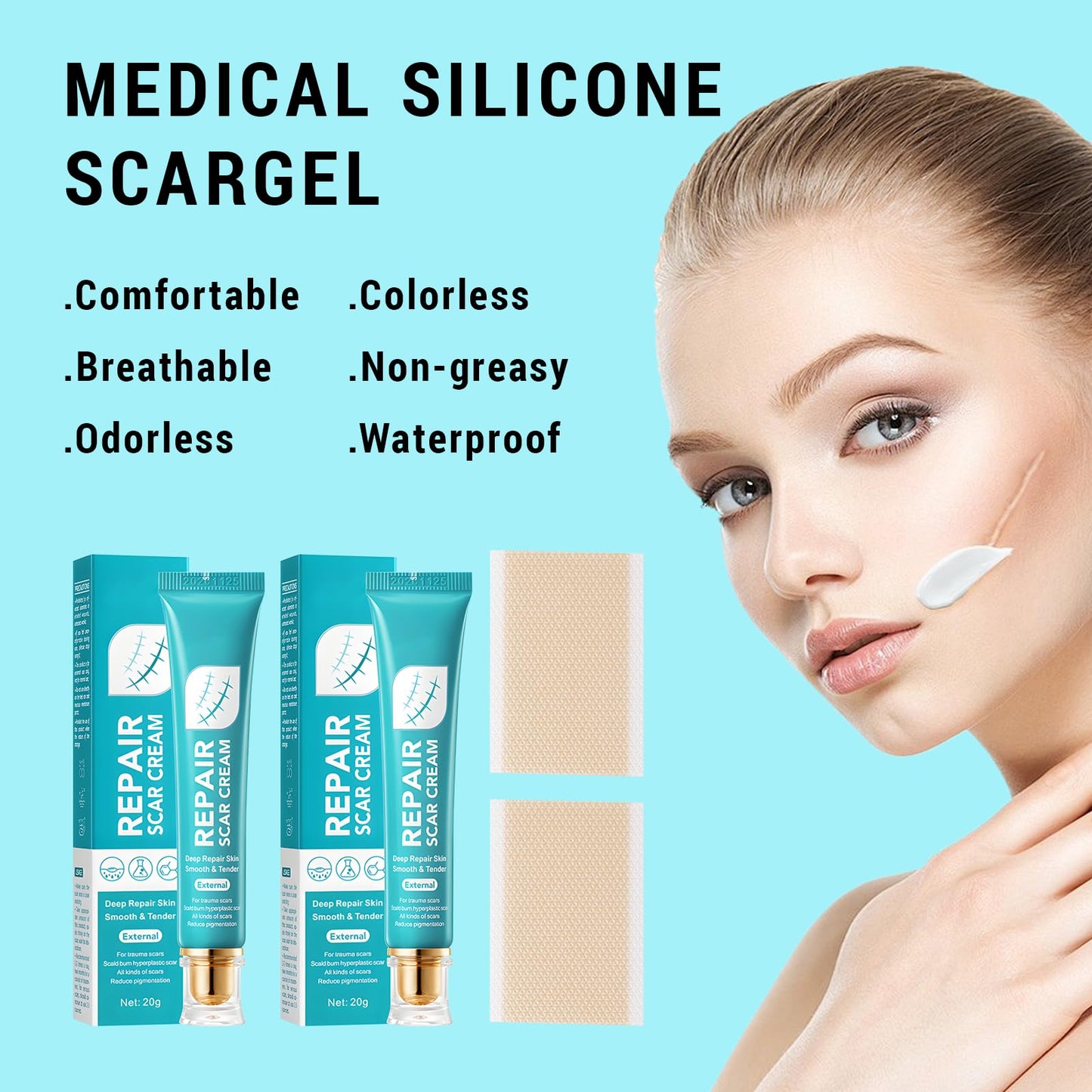 Benaewa 2 Pcs Scar Cream, Scar Removal Cream for Stretch Mark, Keloid Bump
