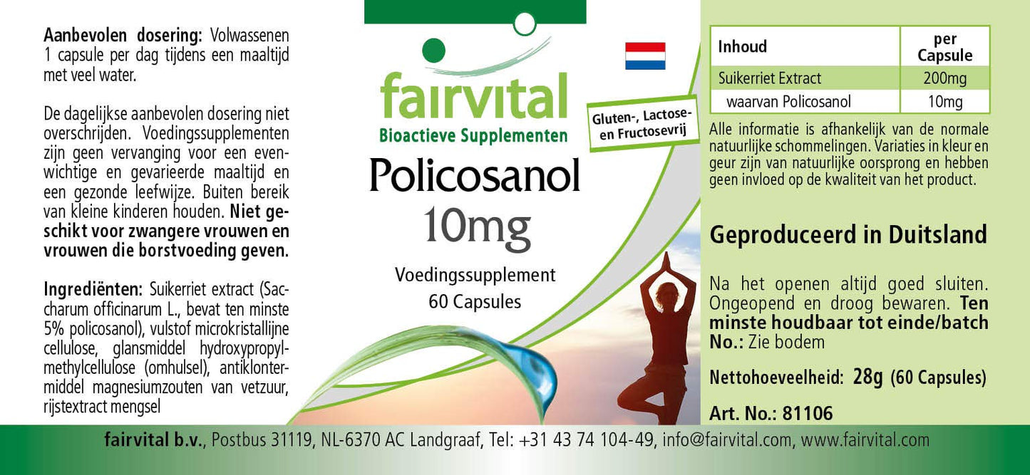 fairvital Fairvital | Policosanol 10mg - Vegan - HIGH Dosage - 60 Capsules