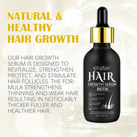 Hair Growth Serum with Biotin for Women, Beard & Hair Growth Oil for Loss Treatment, Hair Thinning, Natural Hair Growth Longer Fuller Healthier Hair, with 0.25mm Roller