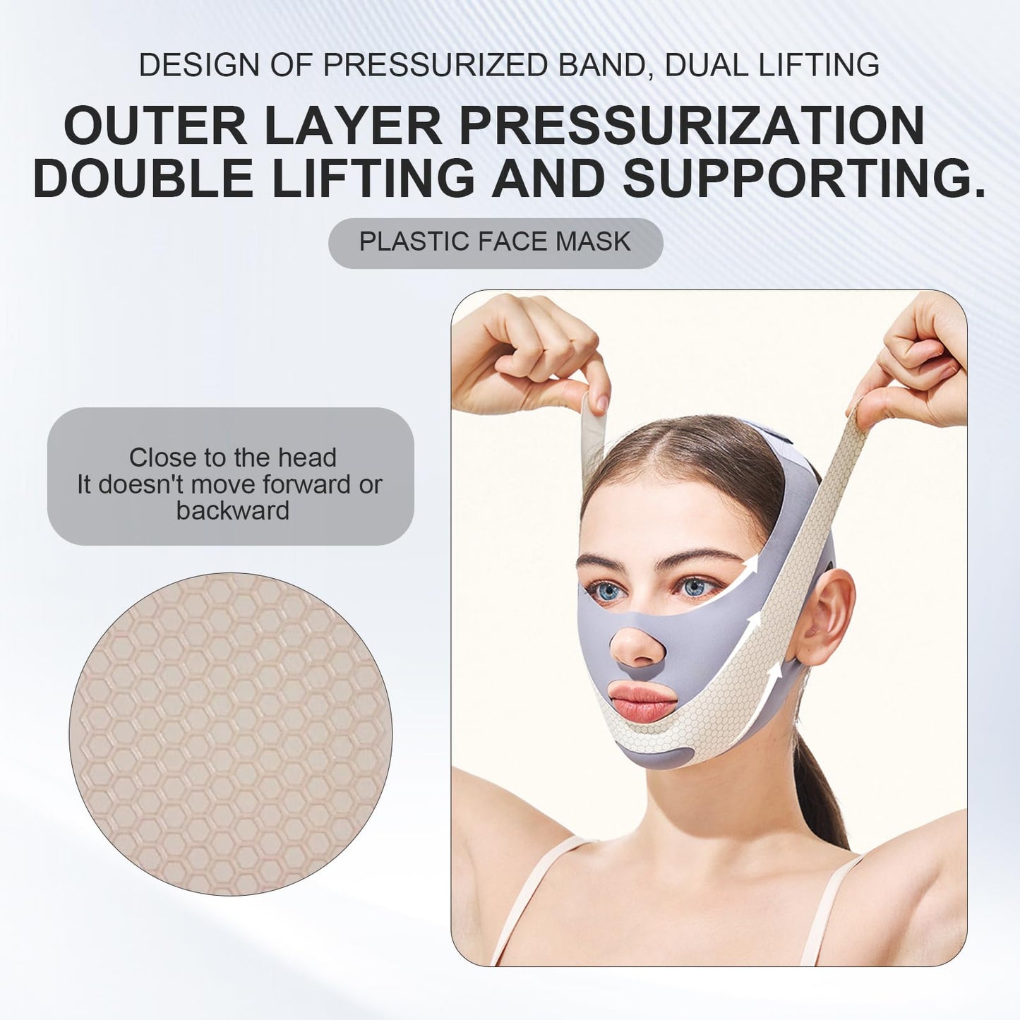 Chin Strap for Double Chin V Line Face Lifting Chin Mask Chin Strap with 2 Gel Mask Reusable Double Chin Lift Mask Breathable and Comfortable Used to Enhance the Jawline for Women Men