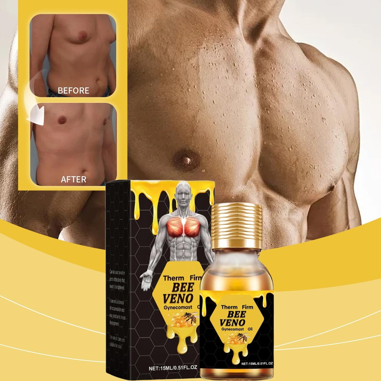 15ml Therm/Ofirm Be/E Ven/Om Gyneco/Mastia Oi,Bee Veno/M Slimm/Ing Oil,Men Therm Bee Ven/Om,Gynecom/Astia Tightening Oi/l for Men,New Be/e Veno/M Heating O/il,Chest Muscle Oil for Body Build